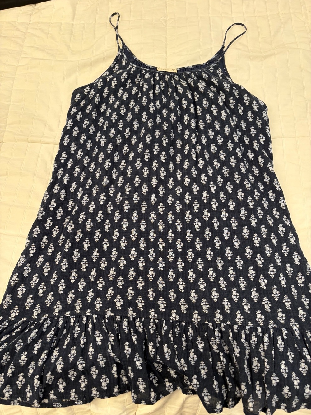 Soprano Navy and White Floral Peasant Top